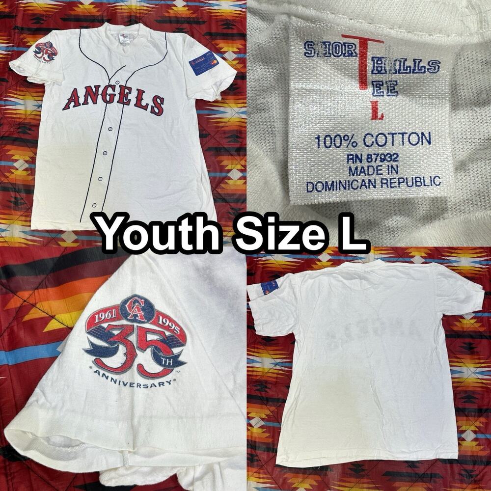 VTG Anaheim Los Angeles Angels T-Shirt Youth Large 1961-1995 35th Anniversary